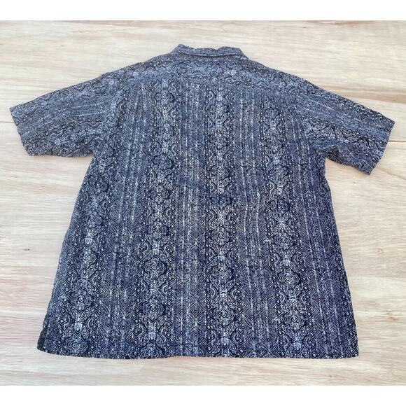 COLUMBIA Short Sleeve Camp Shirt XCO Hawaiian Stripe Collared Men's Black SIZE L - Picture 6 of 9